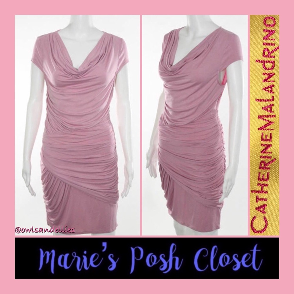 Pale Pink Drape Neck Bodycon Mini-Dress
